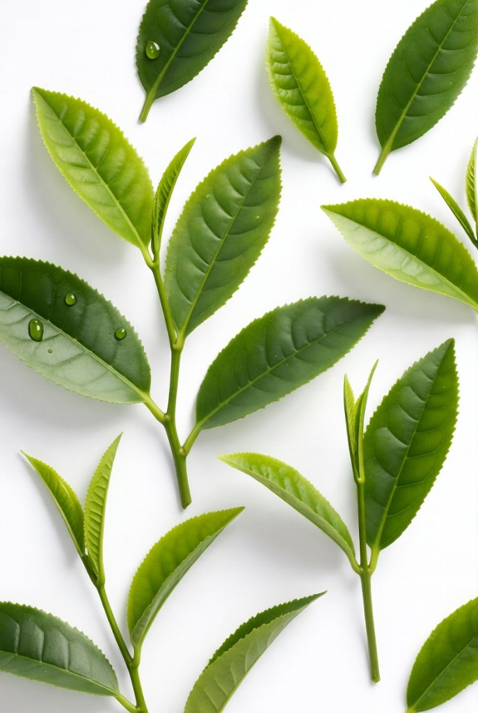 Green tea leaves